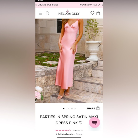 Hello Molly PARTIES IN SPRING SATIN MAXI DRESS PINK - Picture 1 of 6